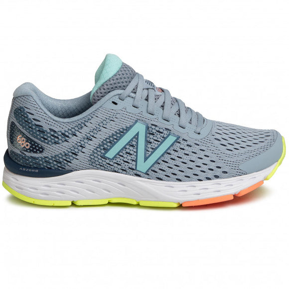 New Balance Womens 680 V6 D Wide   Running Shoe  - Light Slate Stone /Bali Blue