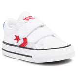 Converse Toddlers Star Player 2V Low Lifestyle Shoe - White/University Red/Blue