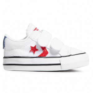 Converse Toddlers Star Player 2V Low Lifestyle Shoe - White/University Red/Blue