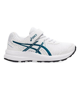 Asics Kids Contend 7 Ps Running Shoe  - White/ Deep Sea Teal