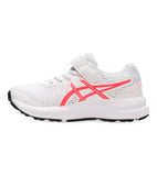 Asics Kids Contend 7 Ps Running Shoe - White/Blazing Coral