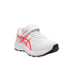 Asics Kids Contend 7 Ps Running Shoe - White/Blazing Coral