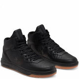 Converse Unisex  Rival Leather Mid Top Shoes  - Black/Black/Gum Honey