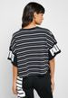 Puma Womens Rebel Striped Tee  - Black / White / Black