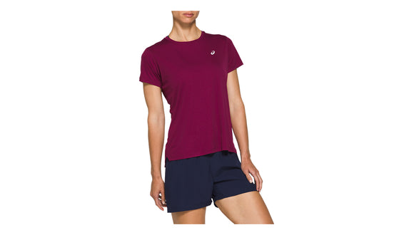 Asics Womens Silver Short Sleeve Tshirt  - Dried Berry