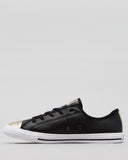 Converse Womens Dainty Mono Metallic Low Top Shoes - Black/Gold/White