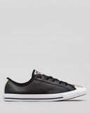 Converse Womens Dainty Mono Metallic Low Top Shoes - Black/Gold/White