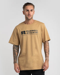 Russell Athletic Mens Bar Logo Crew  Tee  - Harvest