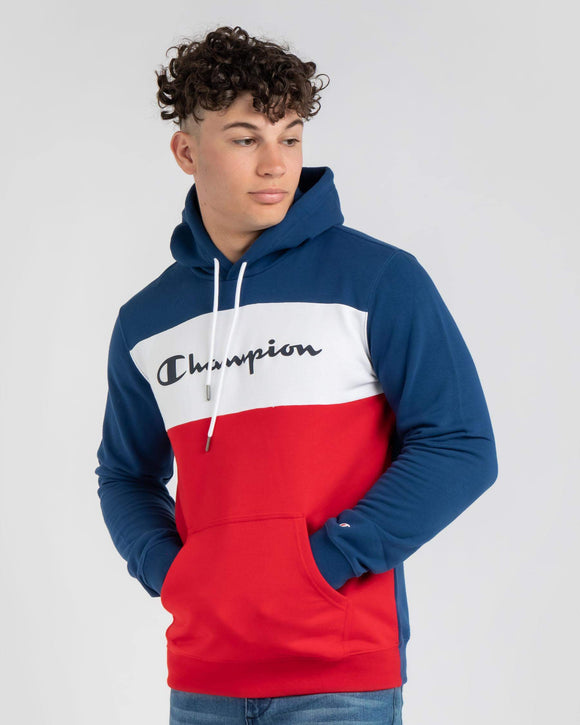 Champion Mens Euro Rochester Hoodie - Blue/White/Red