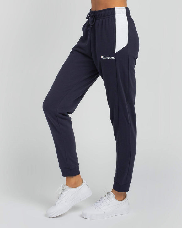 Champion Womens lightweight Terry Colour Block Pant - Navy/White