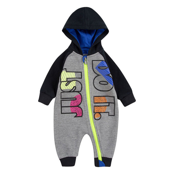 Nike Just Do It  Logo Baby'S  Fly Coverall Hoody - Carbon Heather