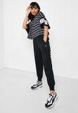 Puma Womens Rebel Striped Tee  - Black / White / Black