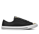 Converse Womens Dainty Mono Metallic Low Top Shoes - Black/Gold/White