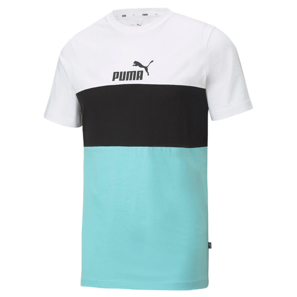 Puma Mens Ess+ Colorblock Tee - White