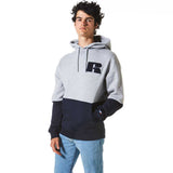 Russell Athletic Mens spliced Boucle Hoodie  - Ink/Ashen Marle