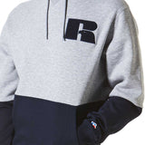 Russell Athletic Mens spliced Boucle Hoodie  - Ink/Ashen Marle