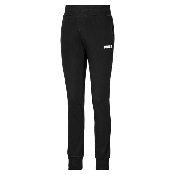 Puma Womens Essentials Cuffed Fleece Track Pants - Black