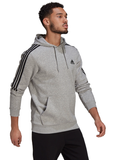 Adidas Mens Fleece Cut 3-Stripes Hoodie - Medium Grey Heather/Black