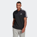 Adidas Mens Aeroready  Pique 3 Stripes Polo  Shirt - Black/White