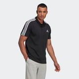 Adidas Mens Aeroready  Pique 3 Stripes Polo  Shirt - Black/White