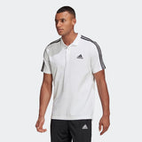 Adidas Mens 3-Stripes Pique Polo Shirt - White/Black