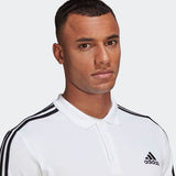 Adidas Mens 3-Stripes Pique Polo Shirt - White/Black