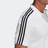 Adidas Mens 3-Stripes Pique Polo Shirt - White/Black