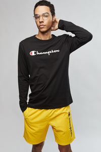 Champion Mens Script Long Sleeve Tee - Black