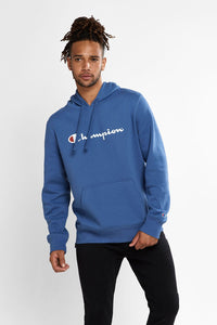 Champion Mens Script Hoodie - French Chambray