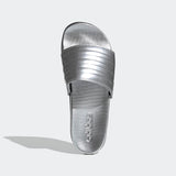 Adidas Womens Adilette Comfort Slides - Silver Metallic/Core Black