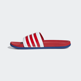 Adidas Unisex Adilette Comfort Slides - Cloud White / Scarlet / Royal Blue