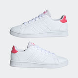 Adidas Kids Unisex Advantage Casual Shoe - White/Pink