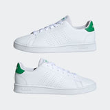 Adidas kids Unisex Advantage  Casual Shoe  - White/Green