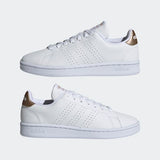 Adidas Womens Advantage Lifestyle Shoes  - White/Copper Metallic