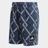Adidas Mens Allover Print Shorts - White / Grey Four / Black / Royal Blue