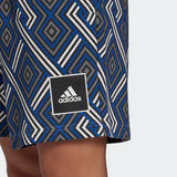 Adidas Mens Allover Print Shorts - White / Grey Four / Black / Royal Blue