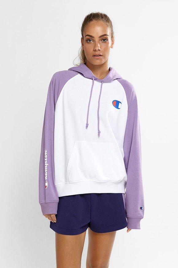 Champion Women Lightweight Terry Hoodie - White/Purple