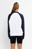 Champion  Womens Lightweight Terry Colour Block Crew - Navy/White