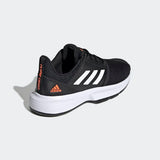 Adidas kids Unisex Courtjam  Tennis Shoes - Core Black / Cloud White / Hi-Res Coral