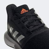 Adidas kids Unisex Courtjam  Tennis Shoes - Core Black / Cloud White / Hi-Res Coral