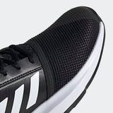 Adidas kids Unisex Courtjam  Tennis Shoes - Core Black / Cloud White / Hi-Res Coral