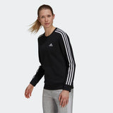 Adidas Womens 3 Stripes Fleece Sweatshirt - Black/White