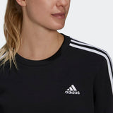 Adidas Womens 3 Stripes Fleece Sweatshirt - Black/White
