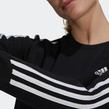 Adidas Womens 3 Stripes Fleece Sweatshirt - Black/White