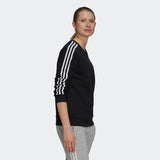 Adidas Womens 3 Stripes Fleece Sweatshirt - Black/White