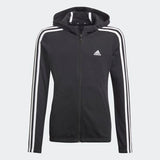 Adidas Girls Essentials 3-Stripes Zip-Up Hoodie - Black/White