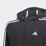 Adidas Girls Essentials 3-Stripes Zip-Up Hoodie - Black/White