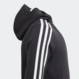 Adidas Girls Essentials 3-Stripes Zip-Up Hoodie - Black/White