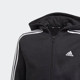 Adidas Boys 3-Stripe Zip-Up Hoodie  - Black/White