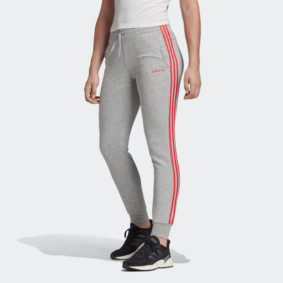 Adidas Womens Essentials 3-Stripes Pants - Grey Heather/Core Pink